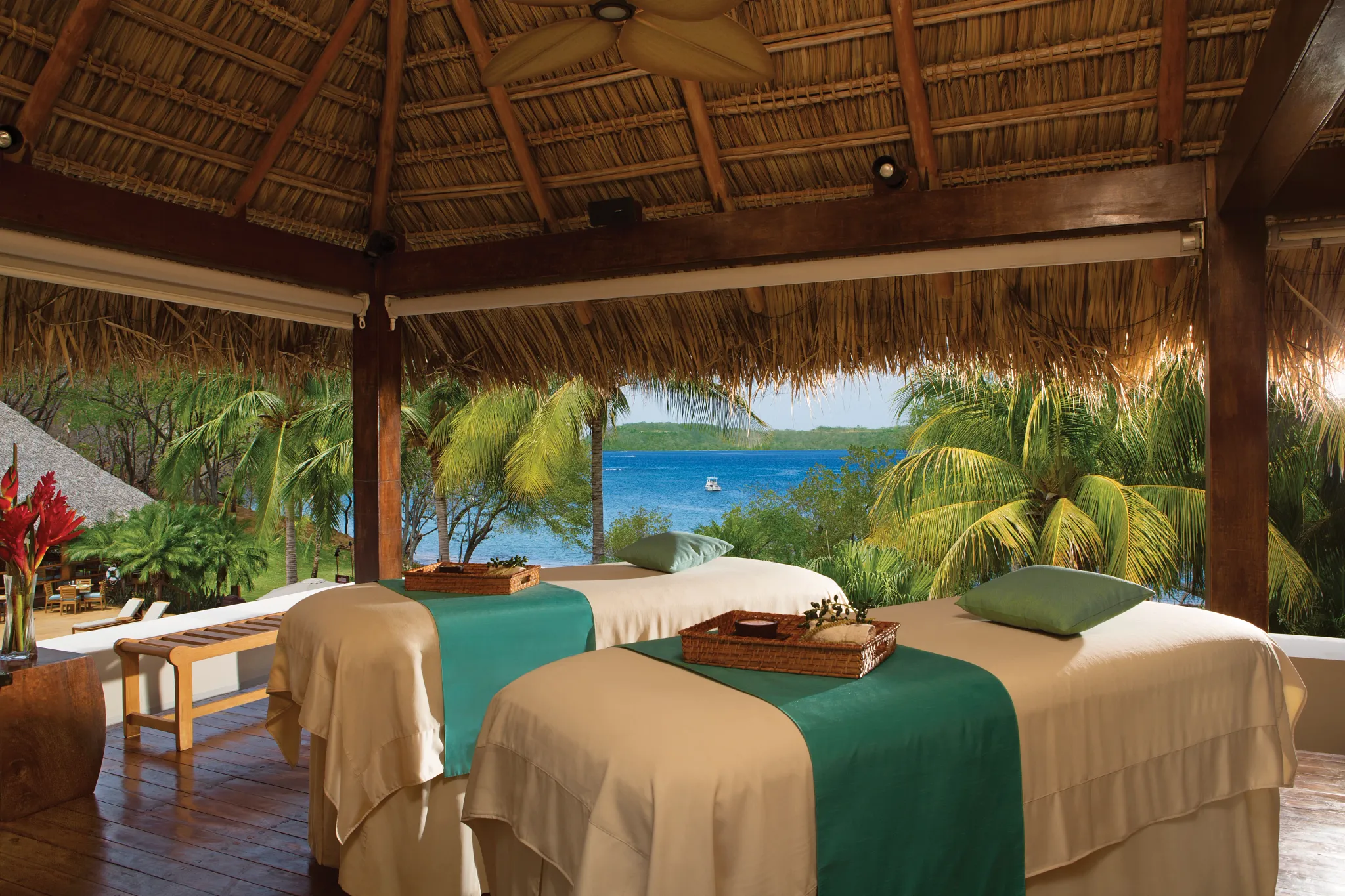 Private couples spa cabin with ocean views at Secrets Papagayo Costa Rica.