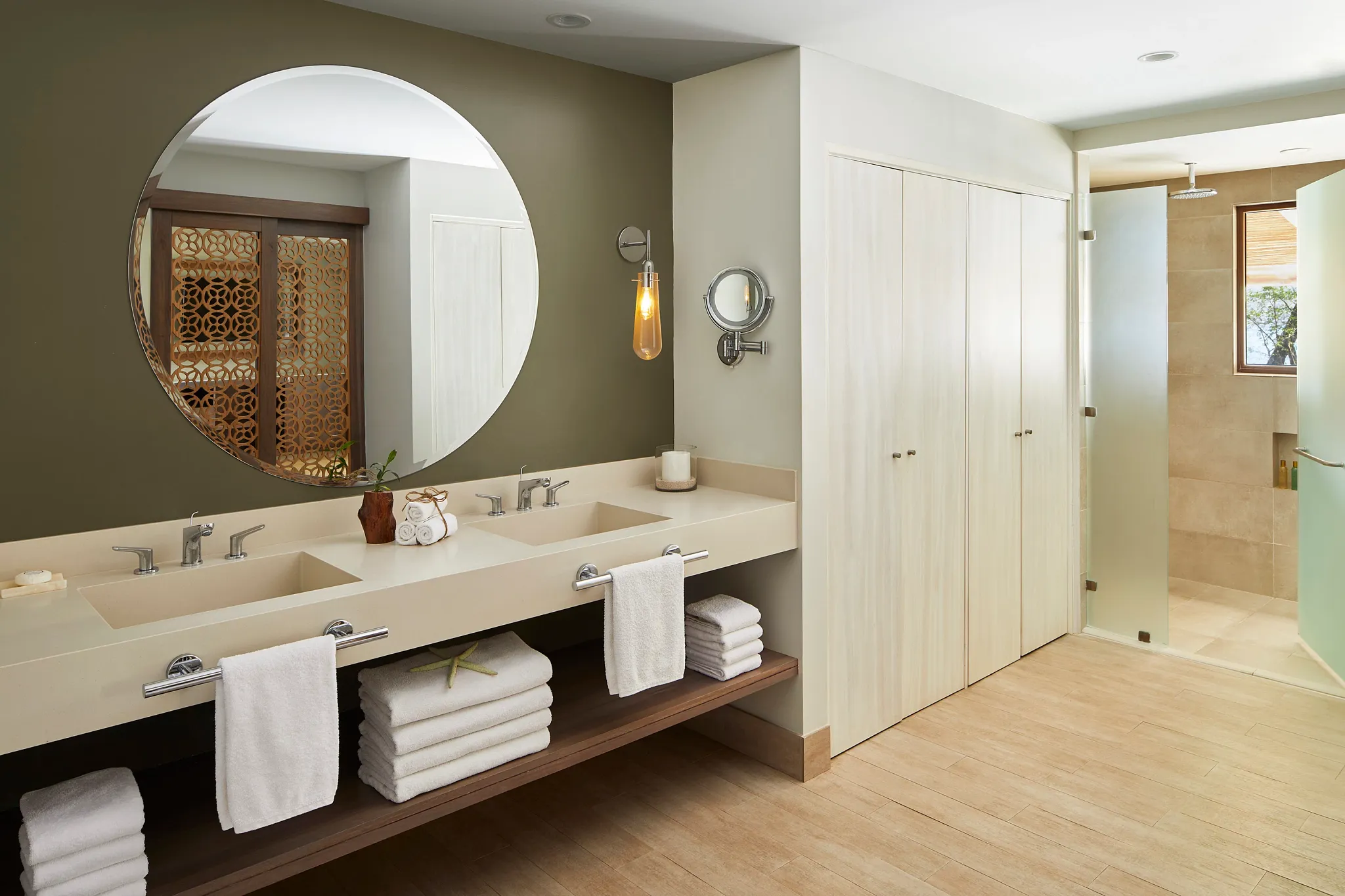 Preferred Club Junior Suite Ocean Front bathroom with double vanity at Secrets Papagayo Costa Rica.