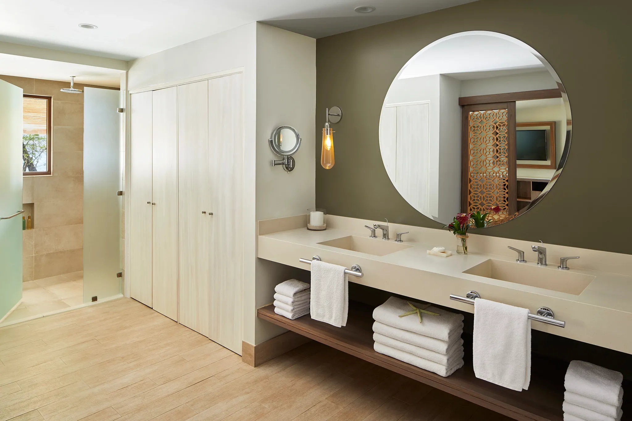 Preferred Club Junior Suite Ocean Front bathroom with double sinks at Secrets Papagayo Costa Rica.