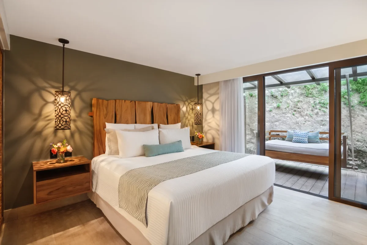 Preferred Club Presidential Suite second bedroom with king bed at Secrets Papagayo Costa Rica.